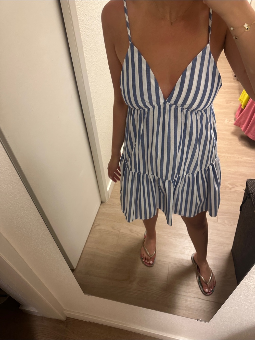 Blue and White Striped Spaghetti Strap Sundress